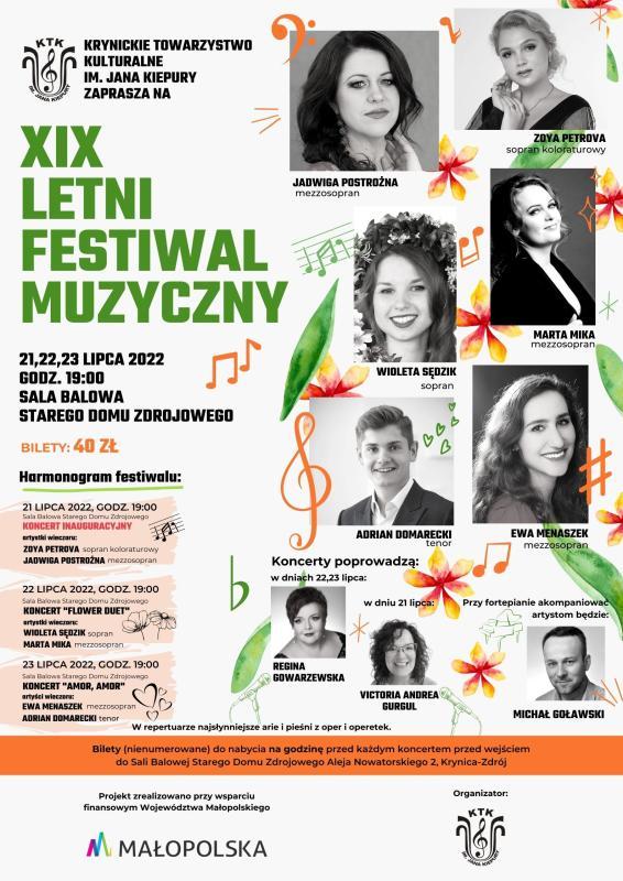 Plakat XIX Letniego Festiwalu Muzycznego. Archiwum własne.